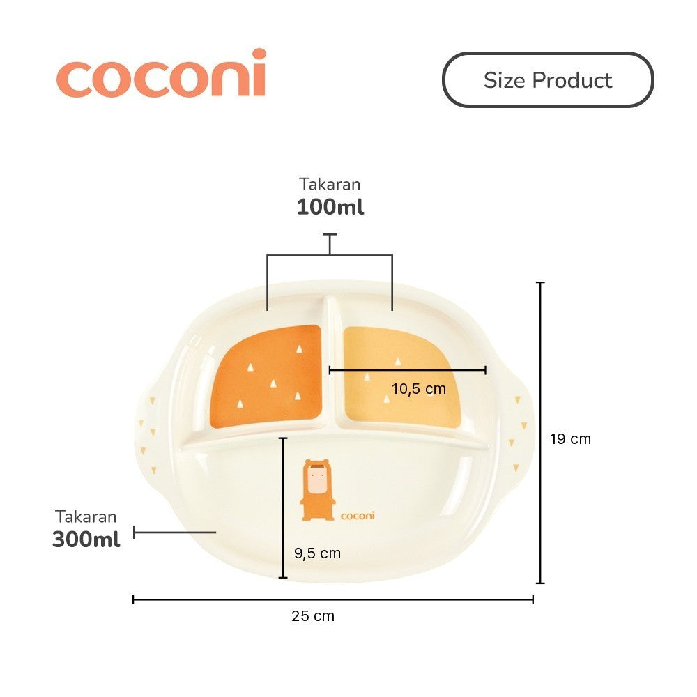 COCONI Melamine MunchPlate | Piring Makan Anak Bayi Sekat Tiga BPA FREE FOOD GRADE