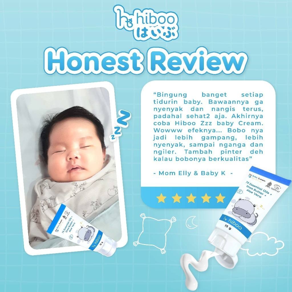 hiboo Zzz Deep Sleep Baby Cream 15 gr 7X Essential Tidur & Kolik – Calming Baby Cream Skincare Anak Bayi Newborn Body Lotion Mama’s A88