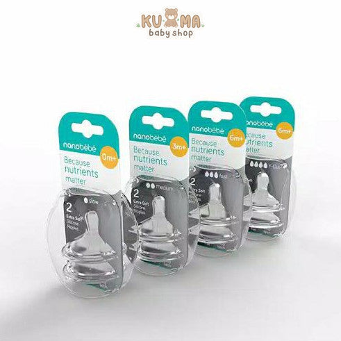 NANOBEBE replacement nipple (isi 2 dot)  / NANO BEBE nipple botol susu / dot botol susu nanobebe / twinpack / preemie / 3m+ / Y - Cut / 0m+ / baru lahir / prematur / 6m+