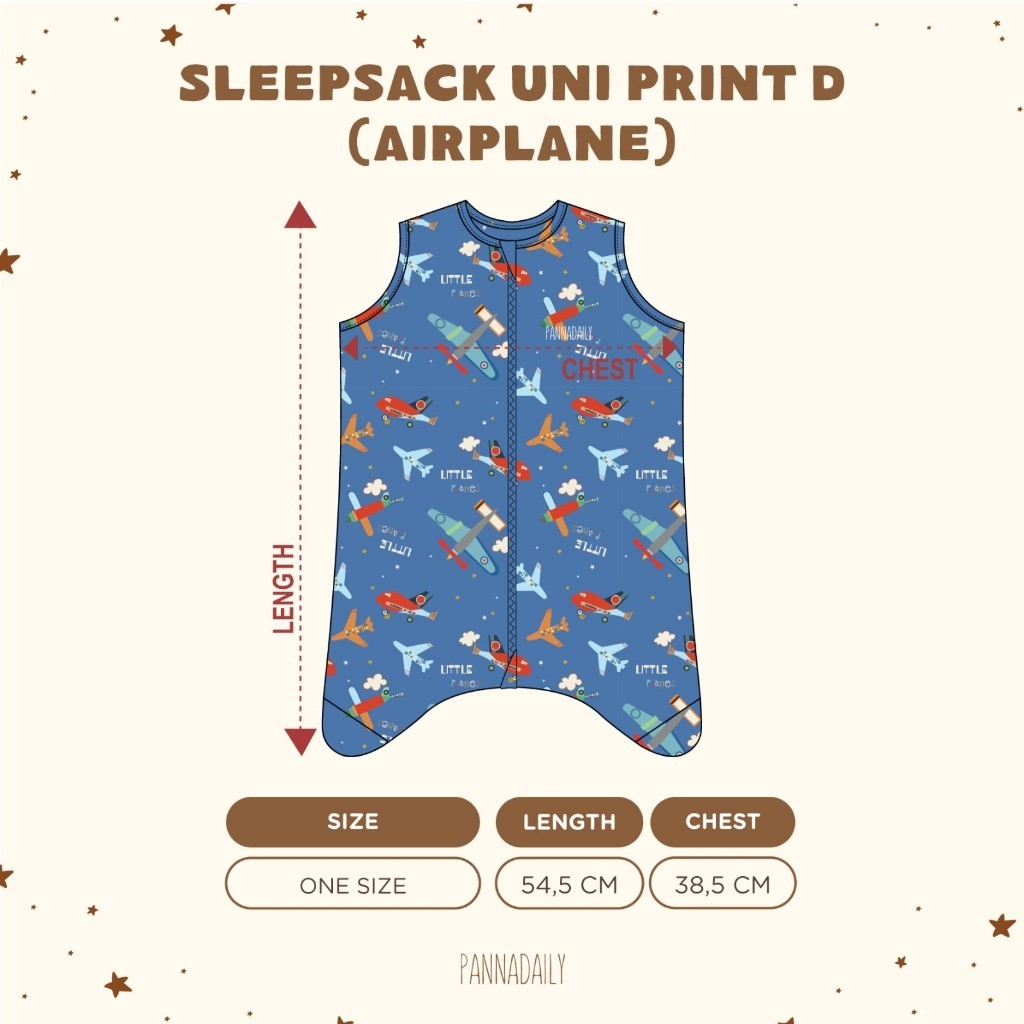 BOHOPANNA - PANNADAILY - SLEEP SACK UNI PRINT D Airplane - Selimut Bayi - Bedong Bayi