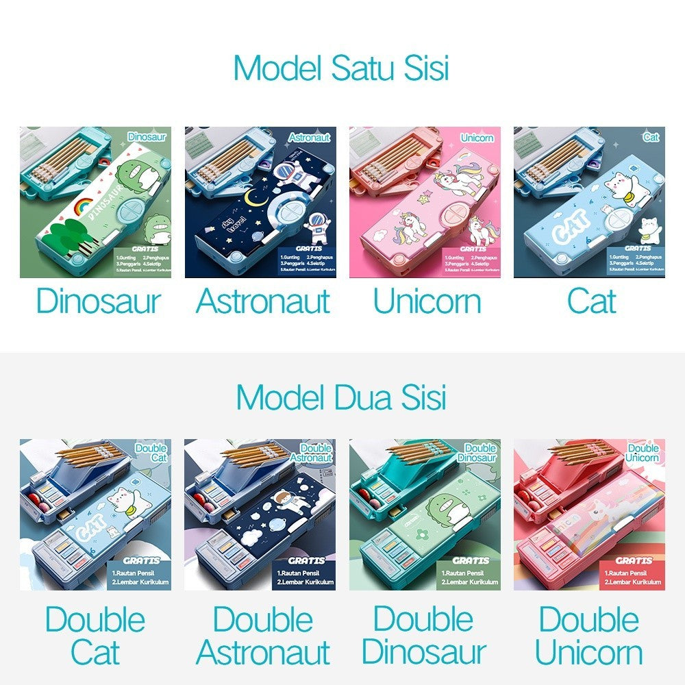 Hannei Tempat Pensil Multifungsi Motif Untuk Anak Kotak Pensil Case