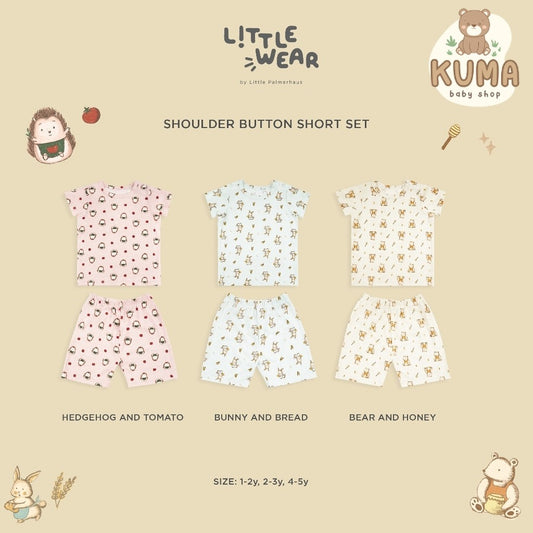 Little Wear Shoulder Button Short Set 23.0 by Little Palmerhaus (Setelan Baju Anak Lengan Pendek)