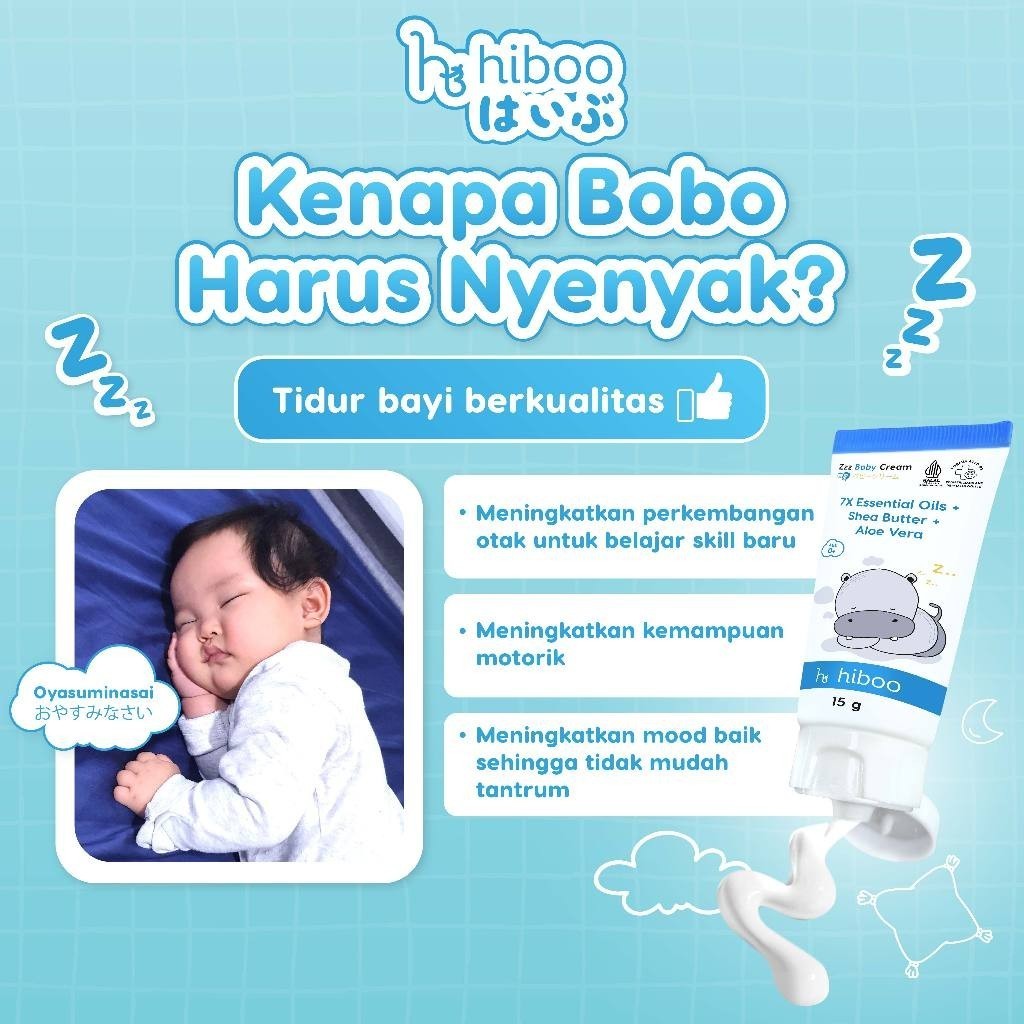 hiboo Zzz Deep Sleep Baby Cream 15 gr 7X Essential Tidur & Kolik – Calming Baby Cream Skincare Anak Bayi Newborn Body Lotion Mama’s A88