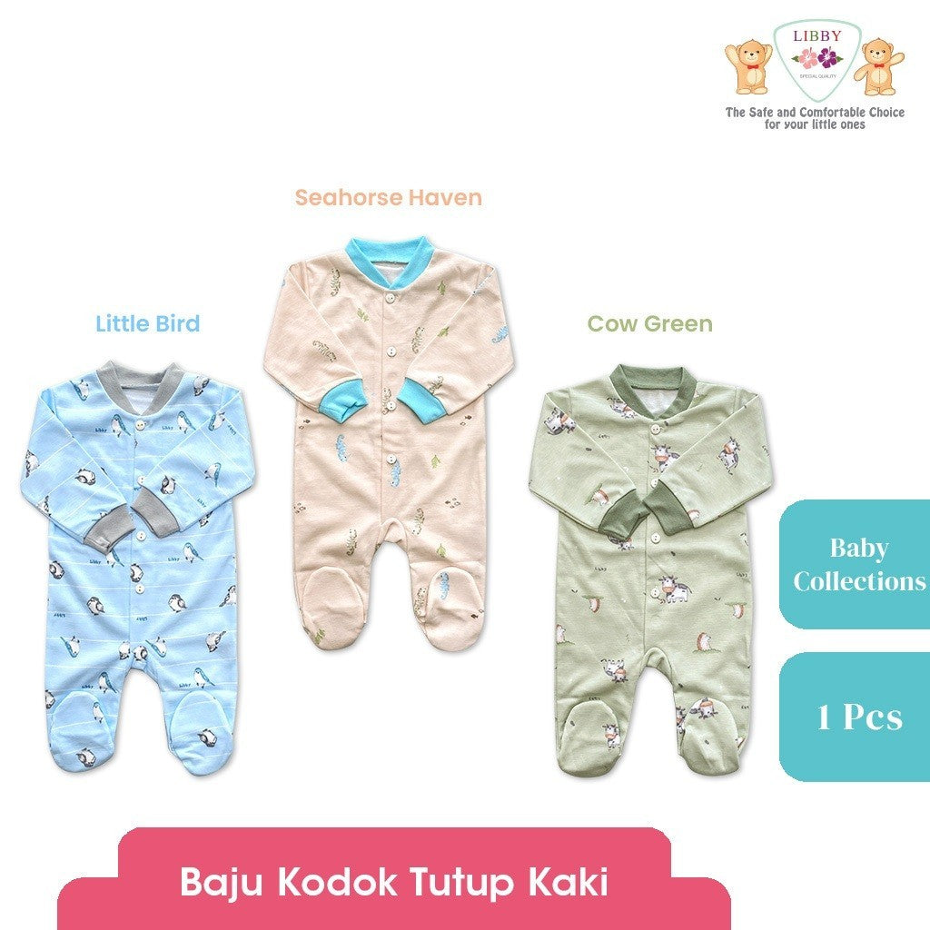 LIBBY Piyama Baju Kodok Newborn Bayi Laki laki Perempuan Motif Baby Collections (1 pcs)-Sleepsuit-Bodysuit-Play Suit-Jumper Pendek-Jumper Panjang