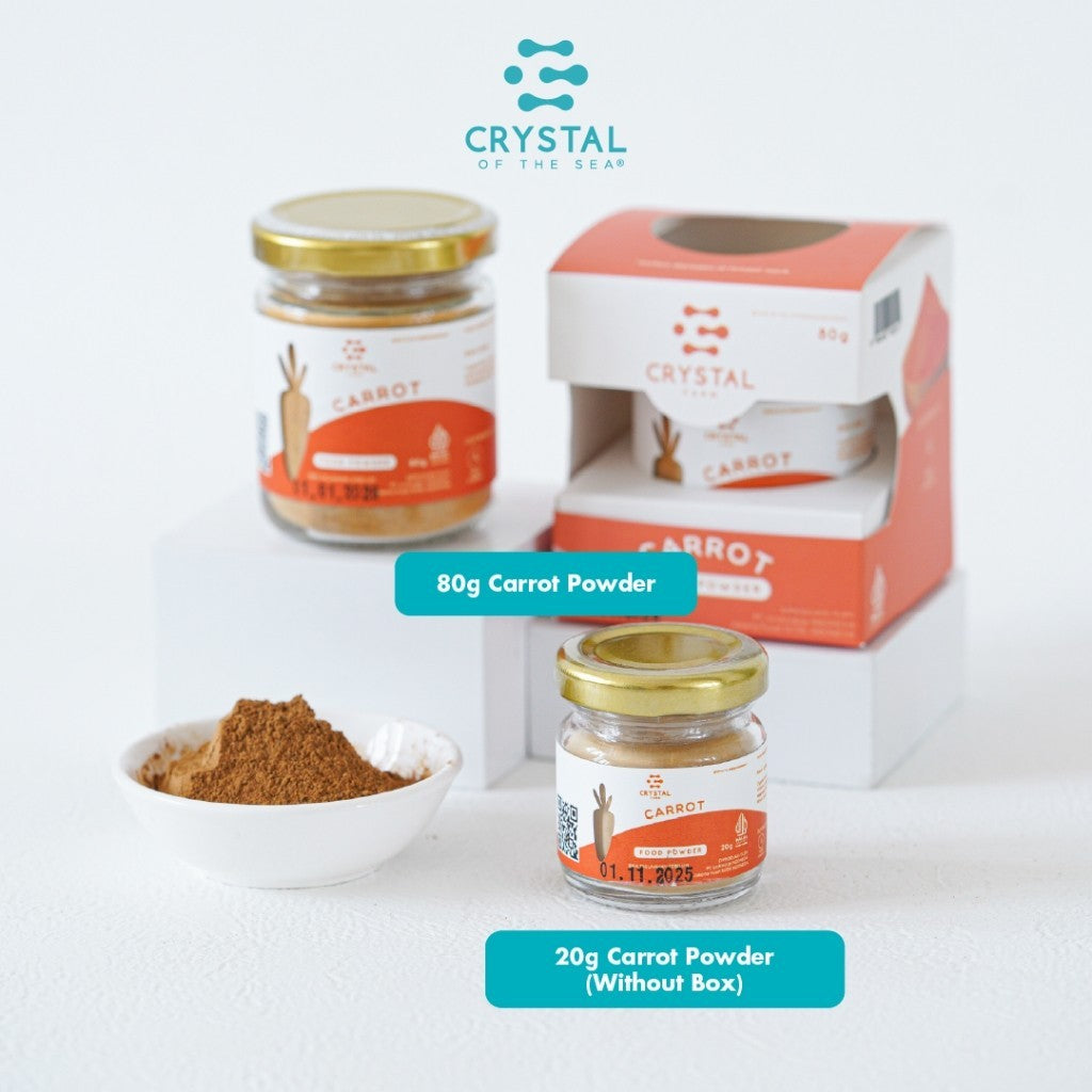 Crystal Farm | Carrot Food Powder (20gr) / Bubuk Sayuran Wortel / Bumbu MPASI Natural / Bubuk Tabur Gizi Non MSG Sehat / Vegetable Powder Vitamin Mata dan Kulit / Perisa Alami Makanan Minuman / Smoothies Juice Powder