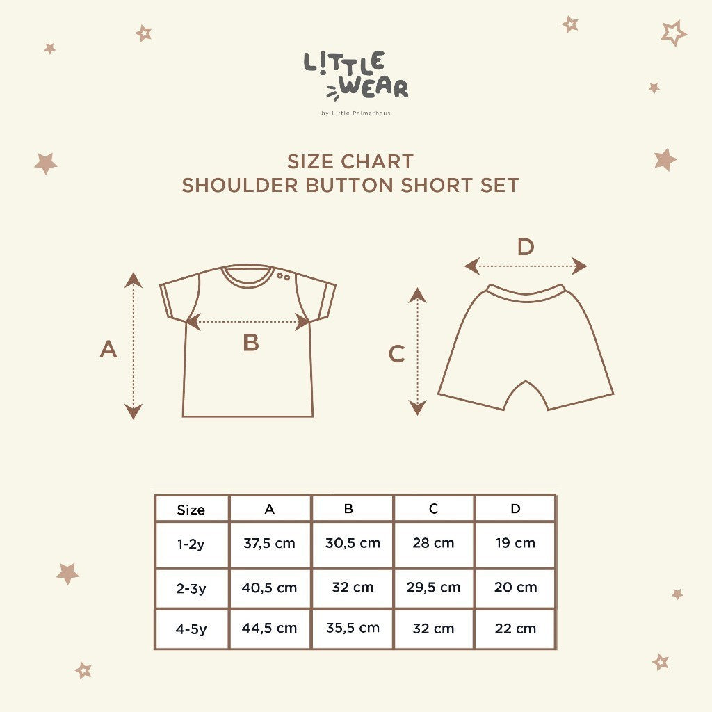 Little Wear Shoulder Button Short Set 23.0 by Little Palmerhaus (Setelan Baju Anak Lengan Pendek)