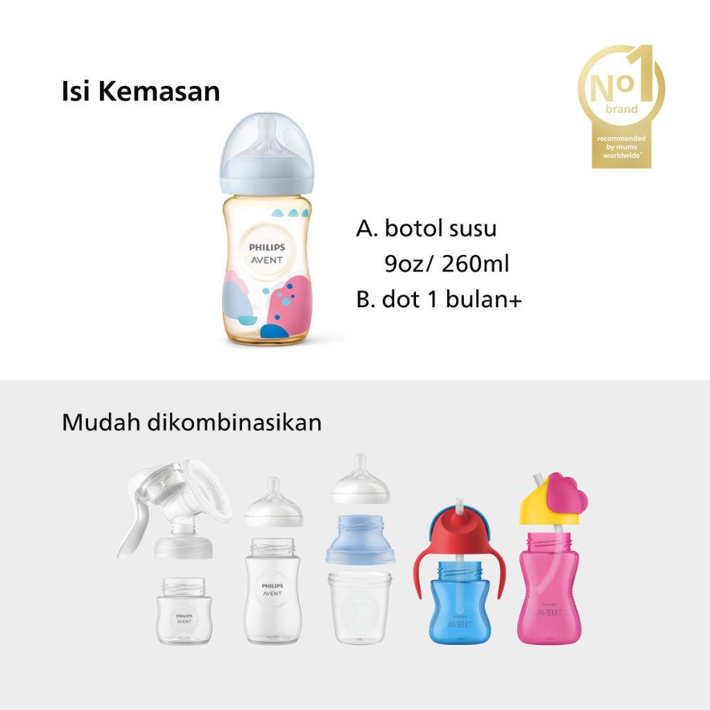 Philips Avent | Botol Susu Bayi | PPSU Natural Response | Dot Seperti Payudara Ibu & Tahan Hingga 180°C | 125ml 260 ml
