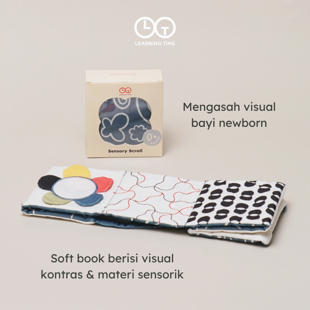 Learning Time Sensory Scroll - High Contrast Book / Buku Warna Kontras Hitam Putih Untuk Visual Bayi 0 - 6 Bulan