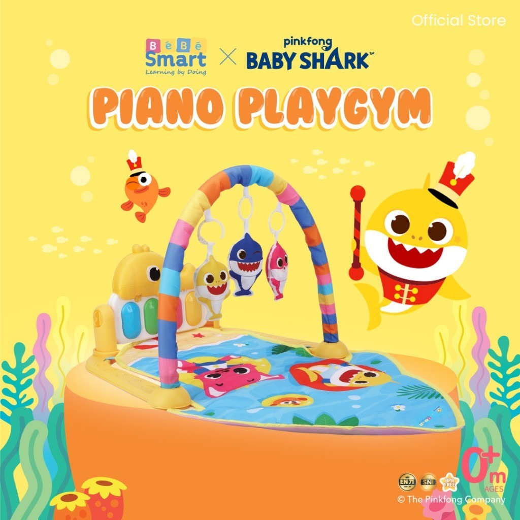 BEBE SMART Pink fong Baby Shark Baby Play Gym / Play Gym Bayi / Playmate Bayi / Piano Playmat / Piano Playgym