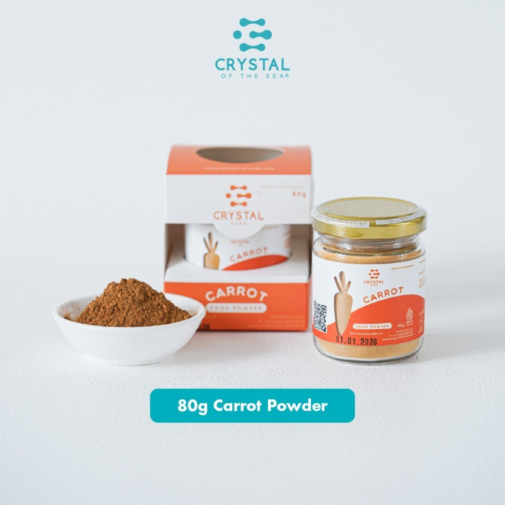 Crystal Farm | Carrot Food Powder (20gr) / Bubuk Sayuran Wortel / Bumbu MPASI Natural / Bubuk Tabur Gizi Non MSG Sehat / Vegetable Powder Vitamin Mata dan Kulit / Perisa Alami Makanan Minuman / Smoothies Juice Powder