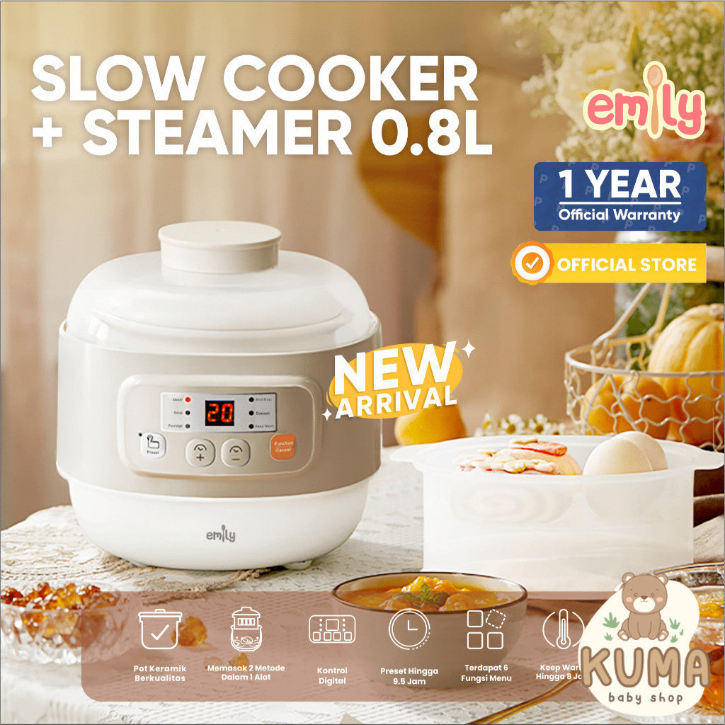 Emily Slow Cooker + Steamer 0,8 Lt ESC-37006 / MPASI Cooker / Panci MPASI