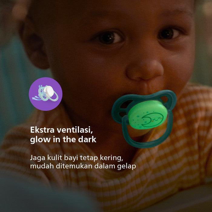 Philips Avent | Empeng Bayi / Soother Bayi | Ultra Air Glow In The Dark | Empeng dengan Ekstra Ventilasi | Character | 6-18M