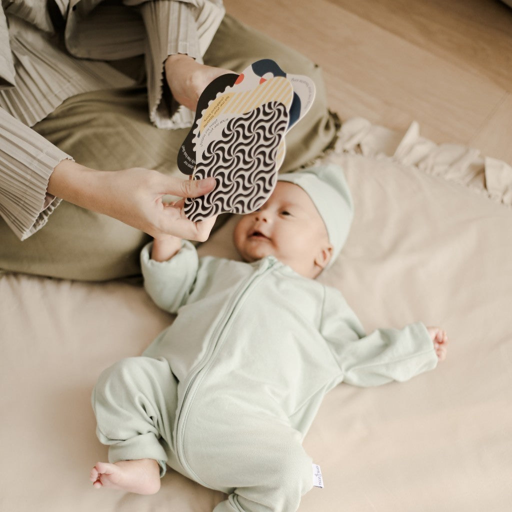 Learning Time Tummy Time Stand - Kartu Warna Kontras & Kaca Untuk Tummy Time Newborn Usia 0-6 Bulan