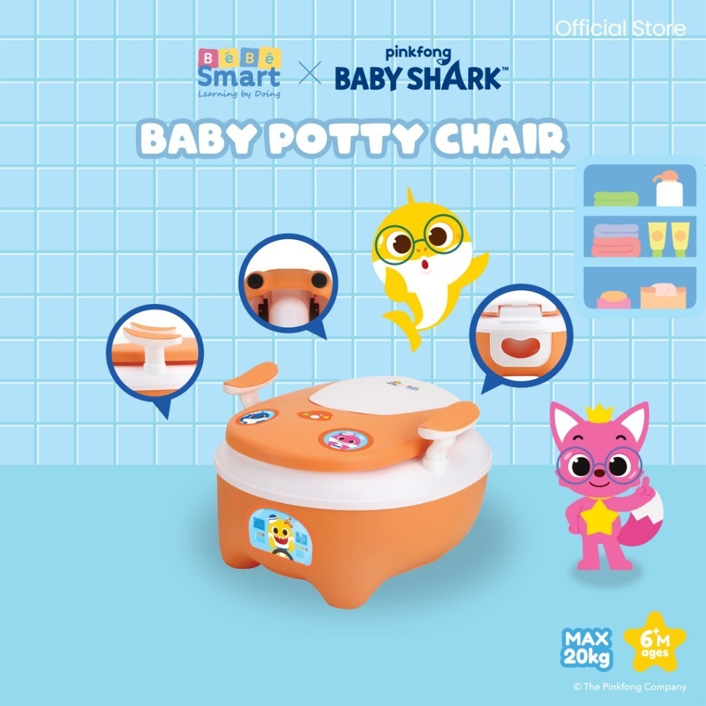 BEBE SMART Pinkfong Pink fong Toilet Training Anak Baby Shark / Baby Potty Chair / Potty Training / Toilet Training