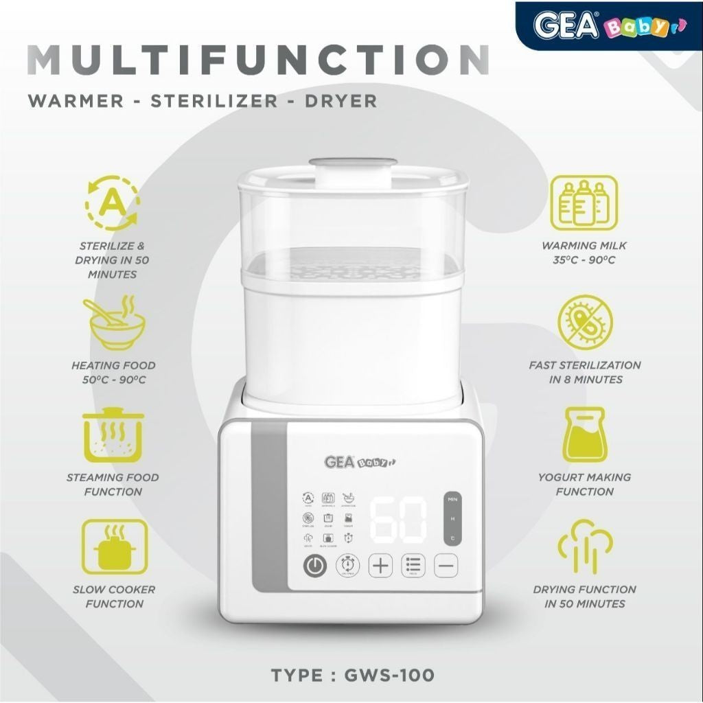 GEA Baby Multifunction Warmer Sterilizer Dryer  GWS 100 / penghangat susu / sterilisasi / slow cooker GWS-100 Steril