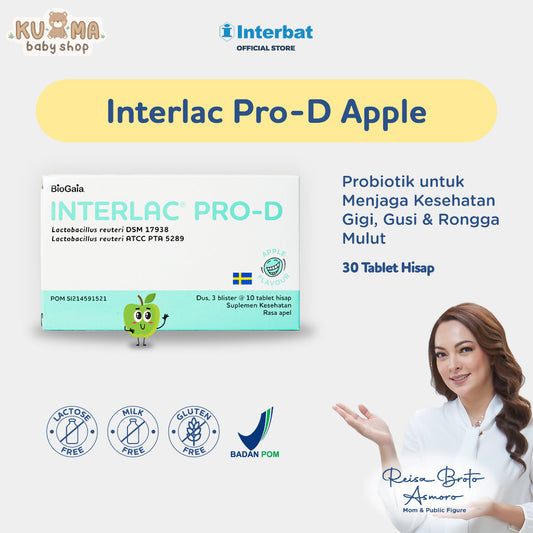 Interlac Pro D Lozenges Tablet Hisap Rasa Apel - 3 blister @ 10 tablet