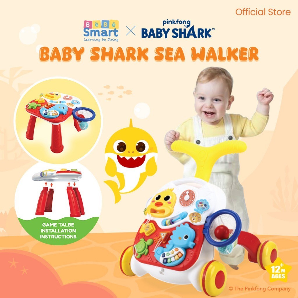 BEBE SMART Sea Walker Baby Shark / Fun Magical Walker / Push walker / Dorongan Bayi Belajar Jalan