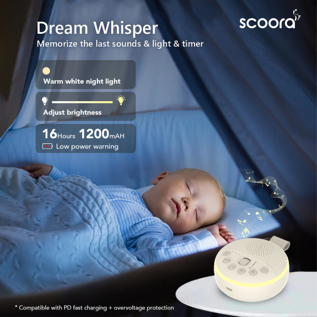 SCOORA Dream Whisper Lullaby White Noise Speaker Portable Baby Sleep / Baby Soother / Baby Shusher / Musik Tidur Bayi
