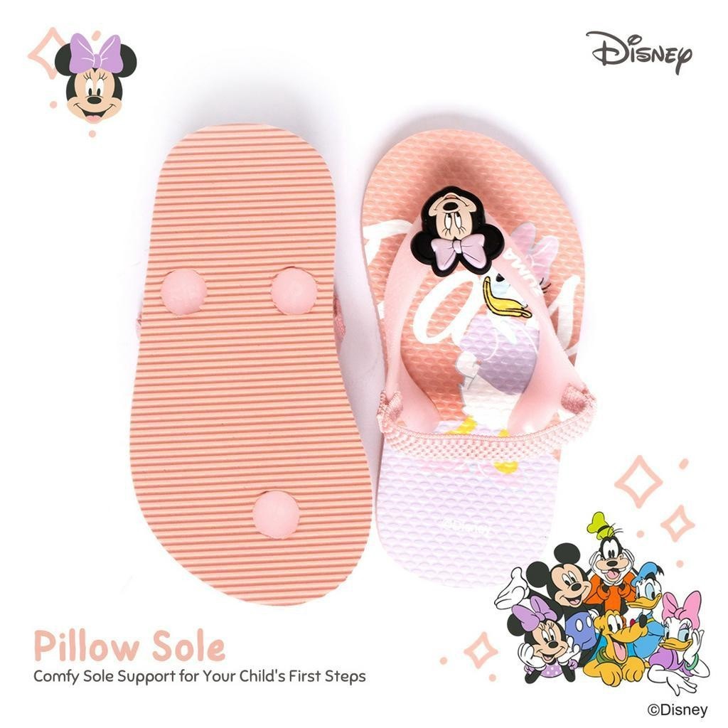 Zuma Baby x Mickey & Friends Pink, Sandal Jepit Bayi Karet Tali Belakang, Merah Muda