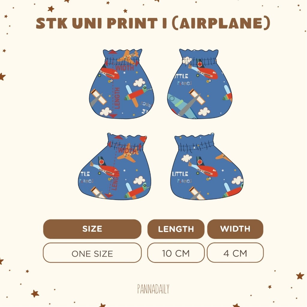 BOHOPANNA - PANNADAILY - STK UNI PRINT I Airplane - Mitten Dan Booties Anak