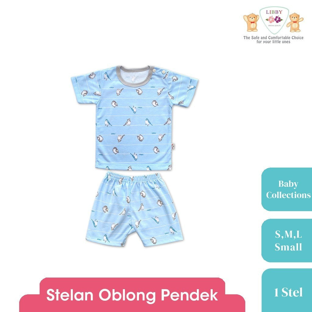 LIBBY  Setelan Piyama Oblong Pendek Anak Laki Laki Perempuan Motif Baby Collections (1 stel)