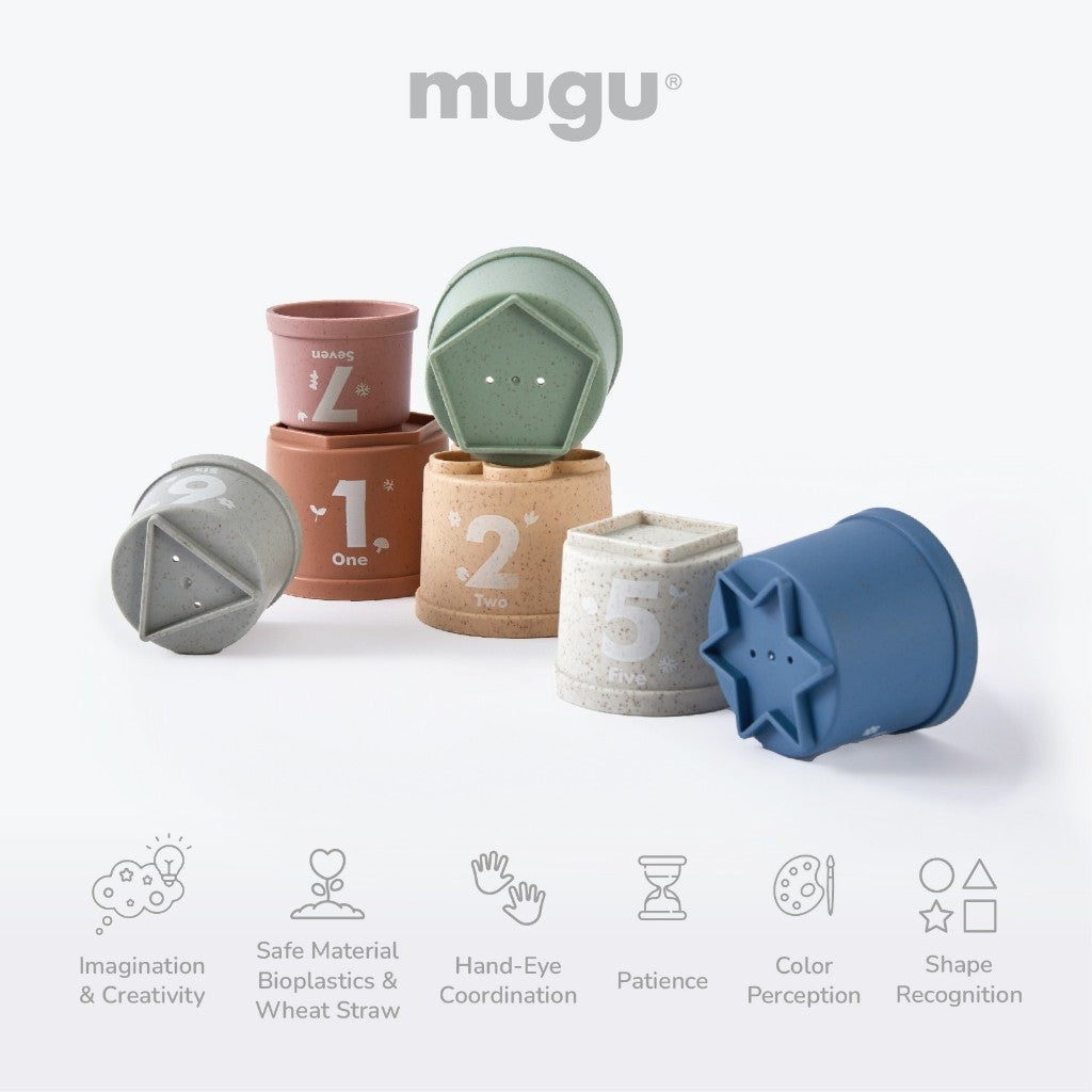 Mainan Edukatif Anak | Mainan Susun Montessori Edukatif | Wheat Straw Bahan Jerami Gandum | BPA Free & SNI - mugu Sensory Toys