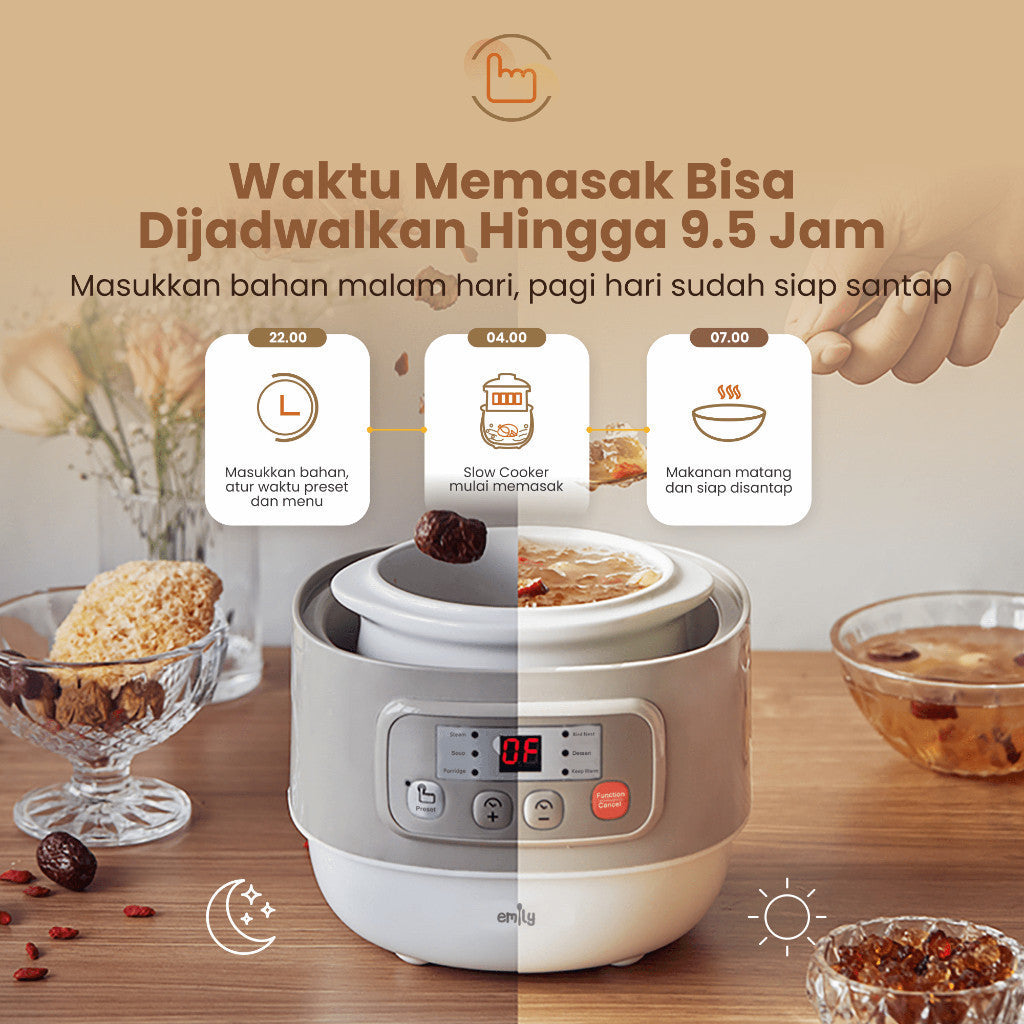 Emily Slow Cooker + Steamer 0,8 Lt ESC-37006 / MPASI Cooker / Panci MPASI