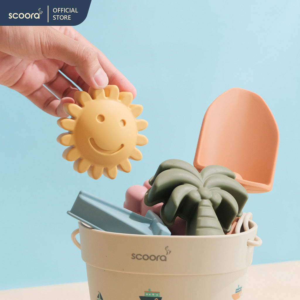 SCOORA Premium Silicone Beach Bucket Sand Toys Silikon Mainan Cetakan Pasir