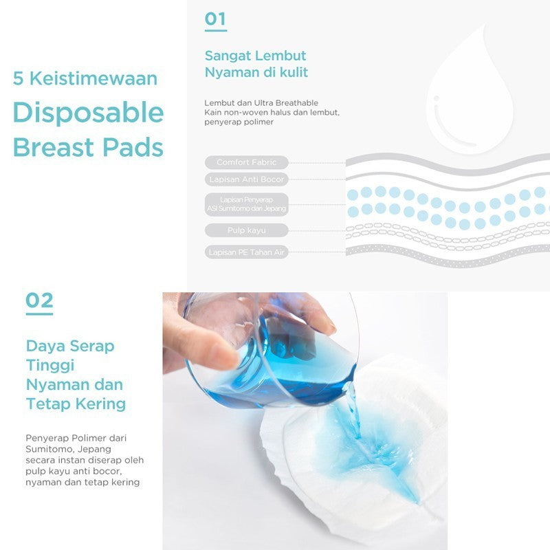 MOOIMOM Disposable Breast Pad 30pcs New - Penyerap ASI Sekali Pakai