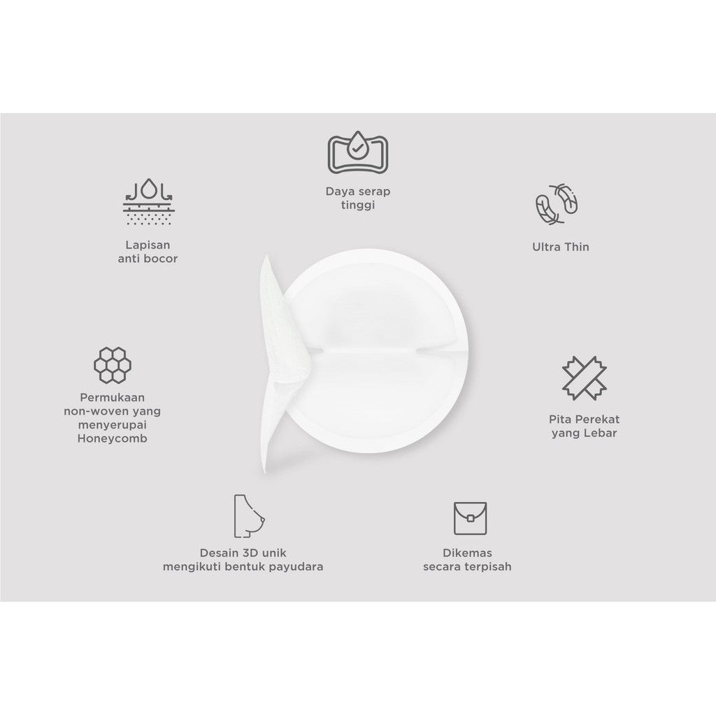 MOOIMOM Disposable Breast Pad 3D 30pcs - Penyerap ASI Sekali Pakai