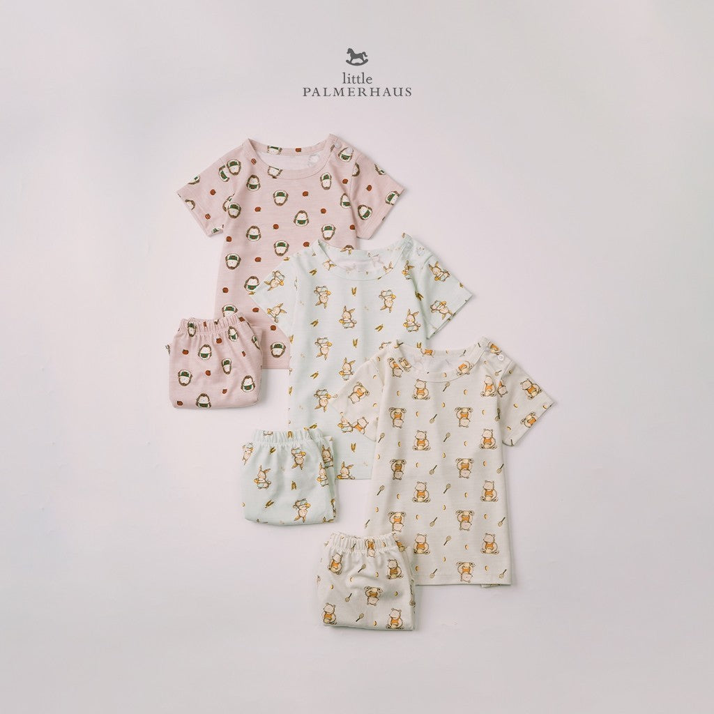 Little Wear Shoulder Button Short Set 23.0 by Little Palmerhaus (Setelan Baju Anak Lengan Pendek)