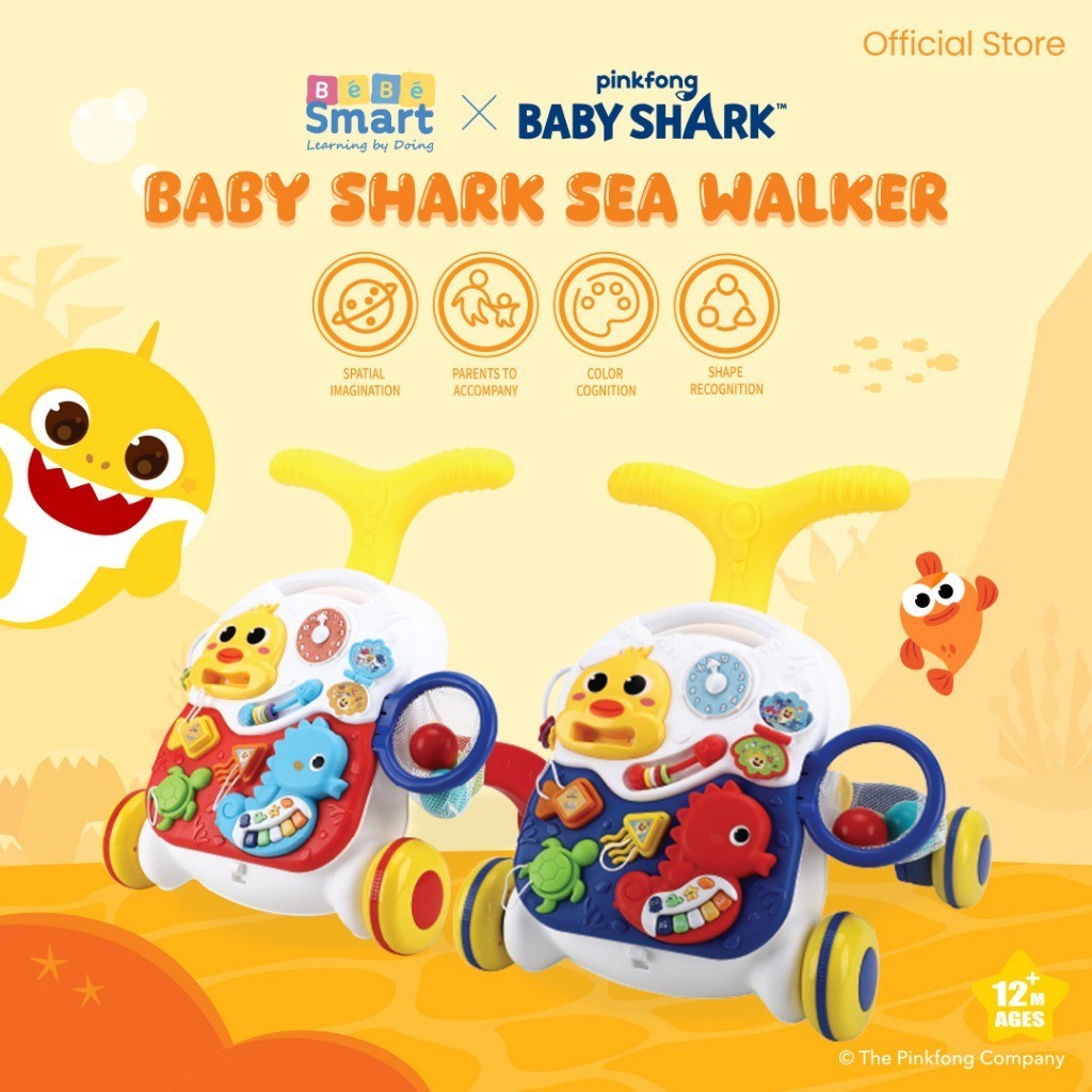 BEBE SMART Sea Walker Baby Shark / Fun Magical Walker / Push walker / Dorongan Bayi Belajar Jalan