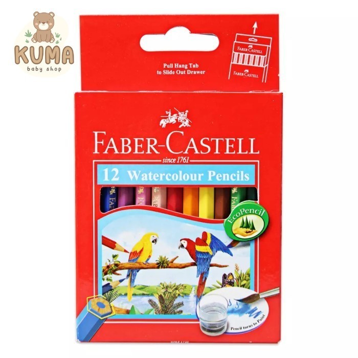 PENSIL WARNA FABER CASTELL 114461 SHORT PARROT WATERCOLOR ISI 12 WARNA