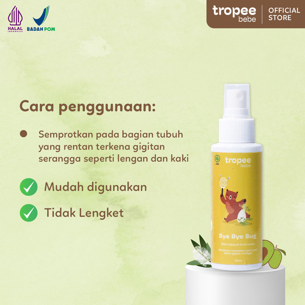 Tropee Bebe Bye Bye Bug Spray 100ml | Spray Anti Nyamuk dan Serangga