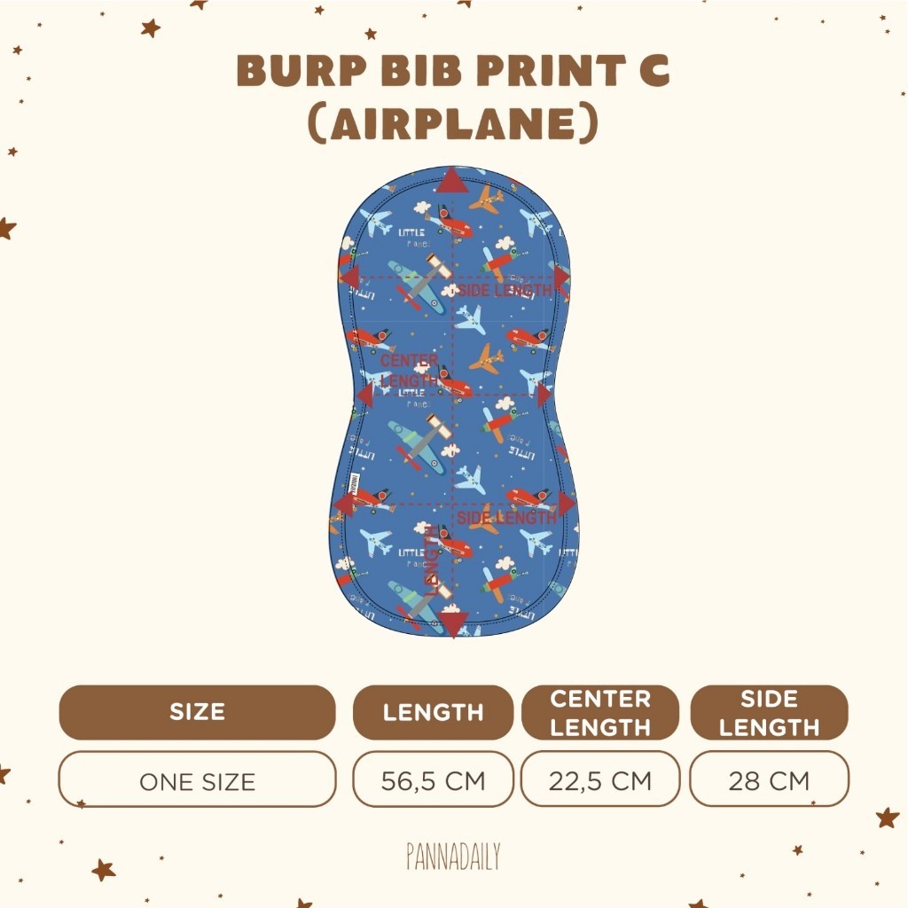 BOHOPANNA - PANNADAILY - BURP BIB UNI PRINT C Airplane - Slabber Bayi