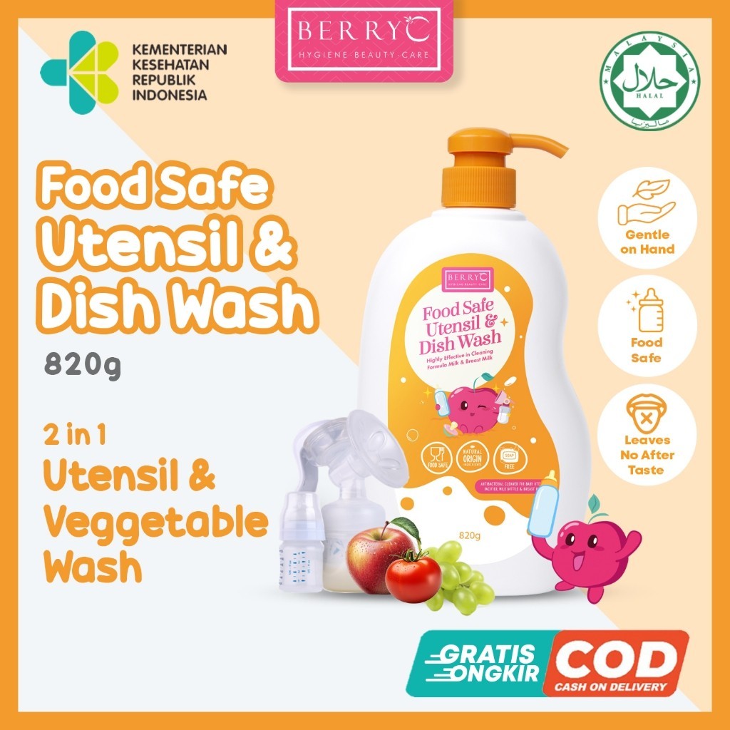 BerryC Food Safe Utensil & Dish Wash 200G 820G Sabun Cuci Botol Susu Bayi Baby Bottle Soap Cleanser