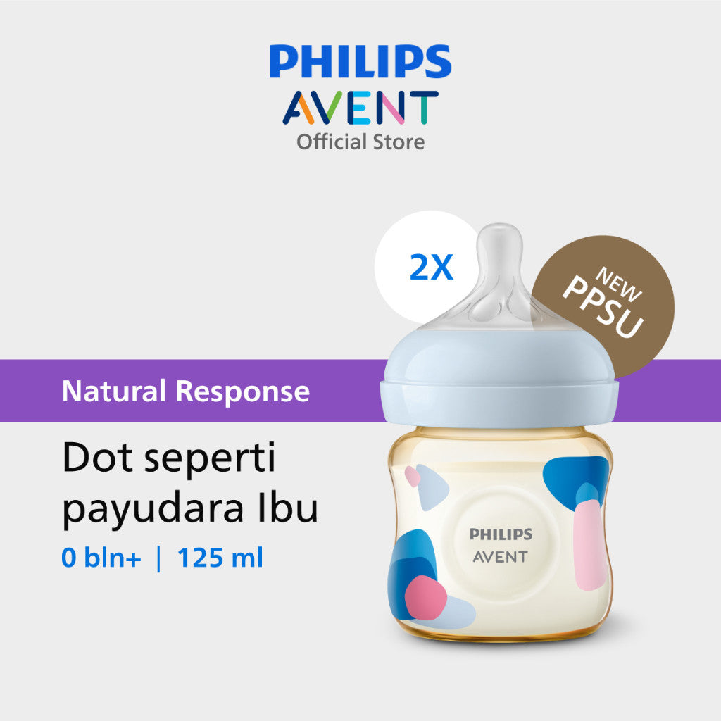 Philips Avent | Botol Susu Bayi | PPSU Natural Response | Dot Seperti Payudara Ibu & Tahan Hingga 180°C | 125ml 260 ml
