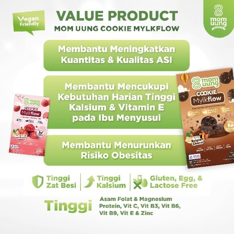 MOM UUNG COOKIE ASI BOOSTER MYLKFLOW CLASSIC CHOCO /COOKIE SEHAT PELANCAR ASI/ VEGAN FRIENDLY / LACTOSE FREE