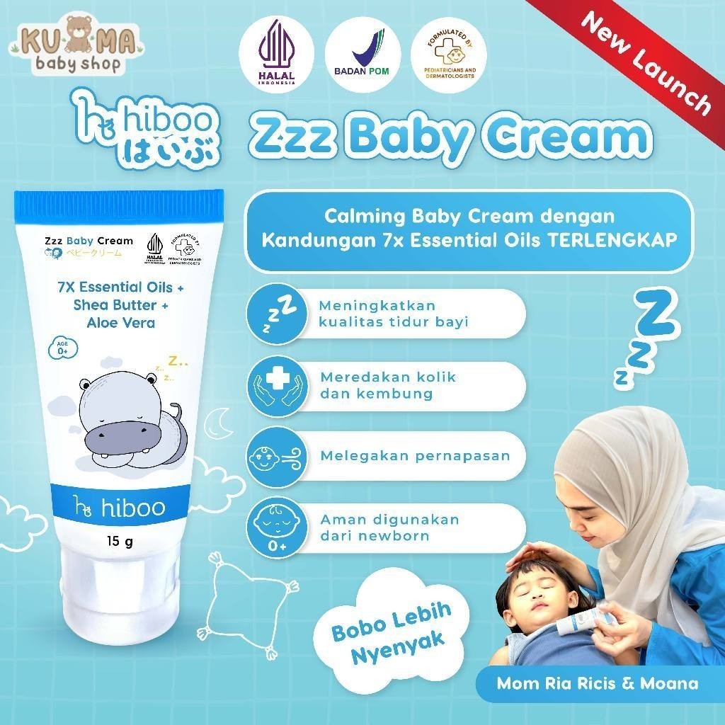hiboo Zzz Deep Sleep Baby Cream 15 gr 7X Essential Tidur & Kolik – Calming Baby Cream Skincare Anak Bayi Newborn Body Lotion Mama’s A88