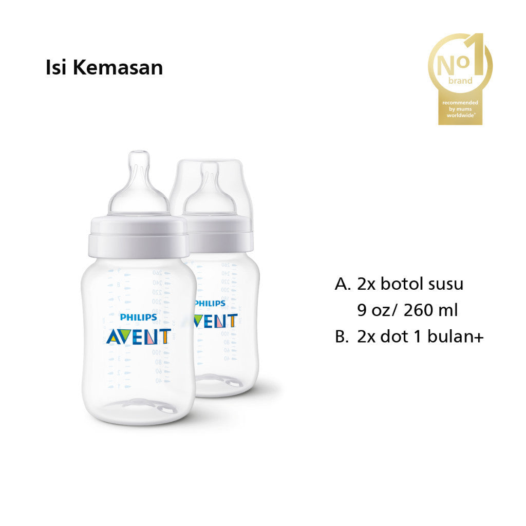 Philips Avent Bottle Anti-Colic 9OZ SCY103/02 Botol Susu Anti Kolik 2pcs