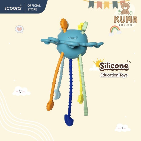 Scoora Premium Silicone Teether Pull Toys Mainan Sensorik Gigitan Bayi