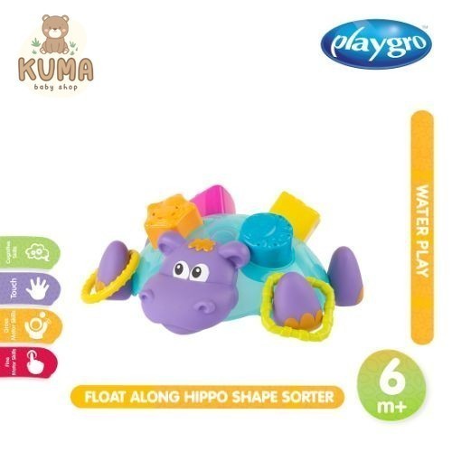 Playgro Float Along Hippo Shape Sorter - Mainan Mandi Anak