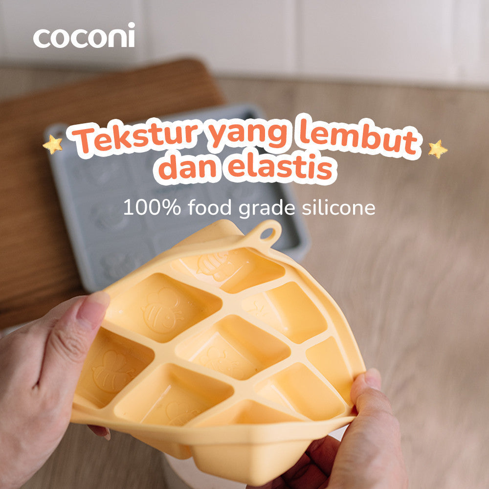 COCONI Silicone Ice Tray Cube | Cetakan Makanan / Es Batu Tempat Penyimpanan Makanan MPASI