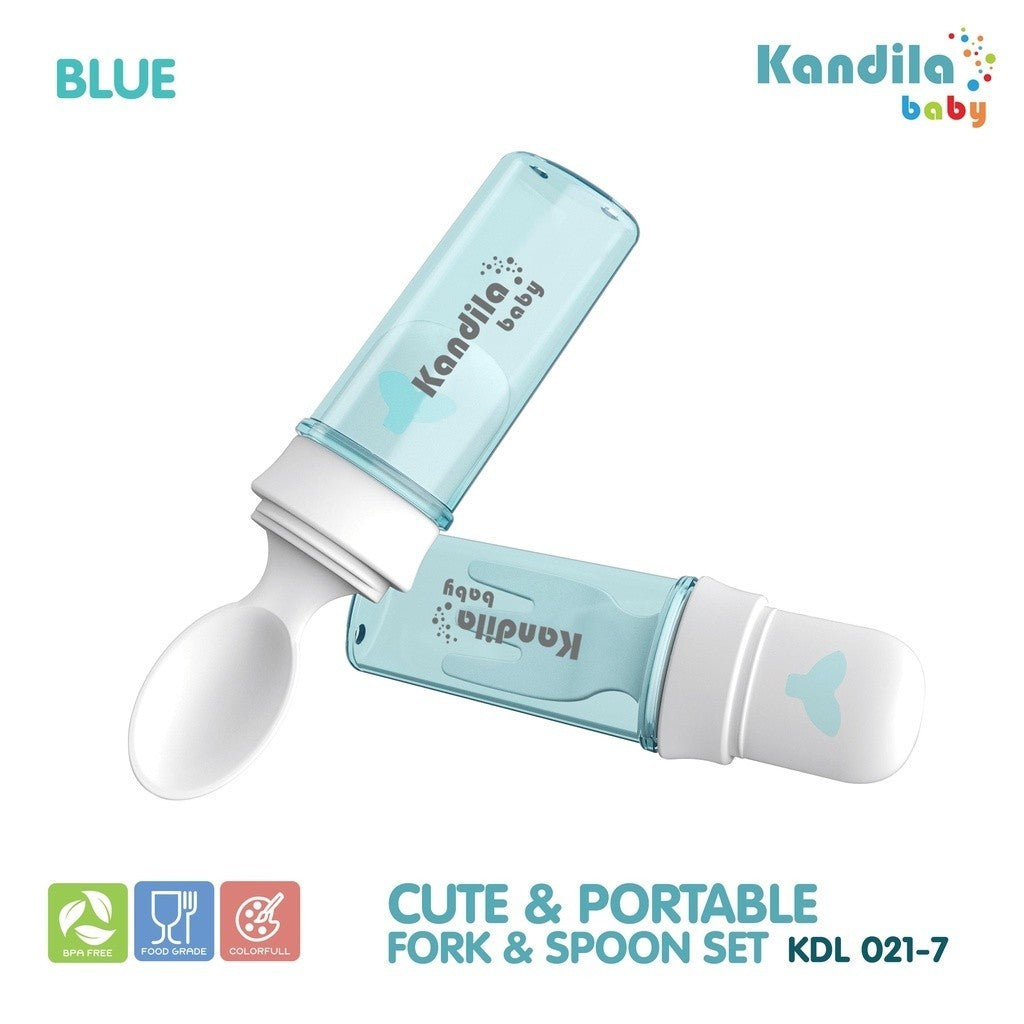 KANDILA CUTE & PORTABLE FORK & SPOON / KDL 021-7 / GARPU & SENDOK PORTABLE UNTUK ANAK BAYI