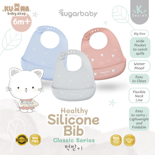 Sugar Baby Premium Silicon Bib (K-series) FDA Food Grade Celemek Mpasi Bib