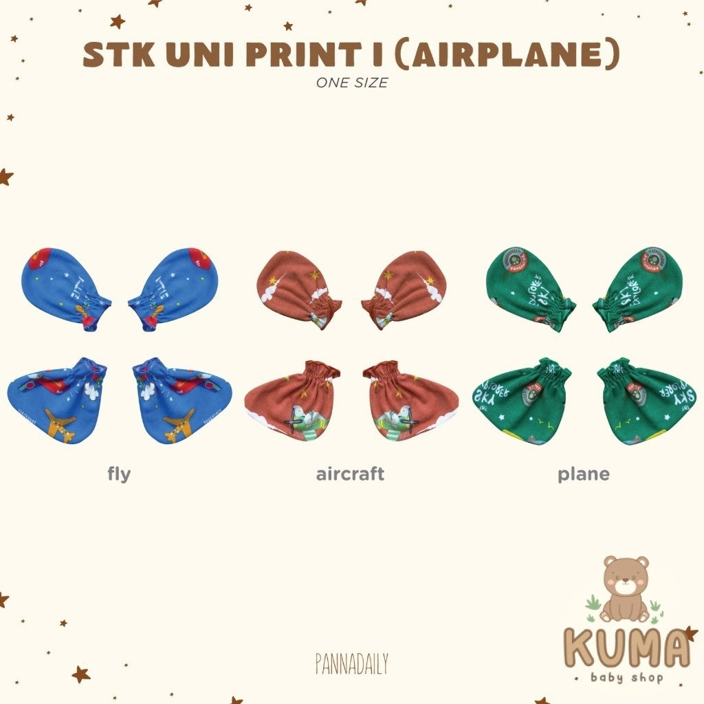 BOHOPANNA - PANNADAILY - STK UNI PRINT I Airplane - Mitten Dan Booties Anak