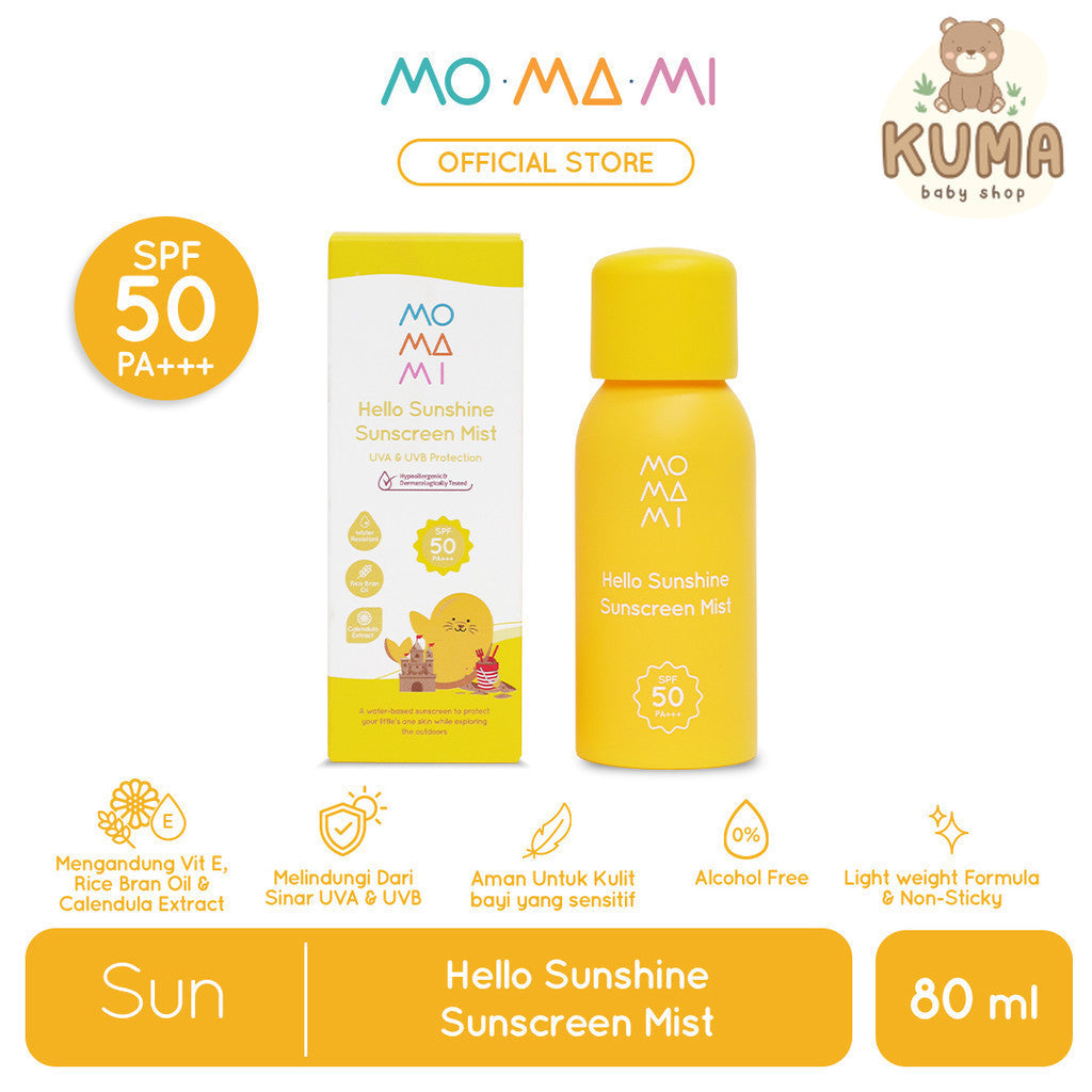 Momami Hello Sunshine Sunscreen Mist 80ml Anti UV Anak & Bayi Tanpa Lengket