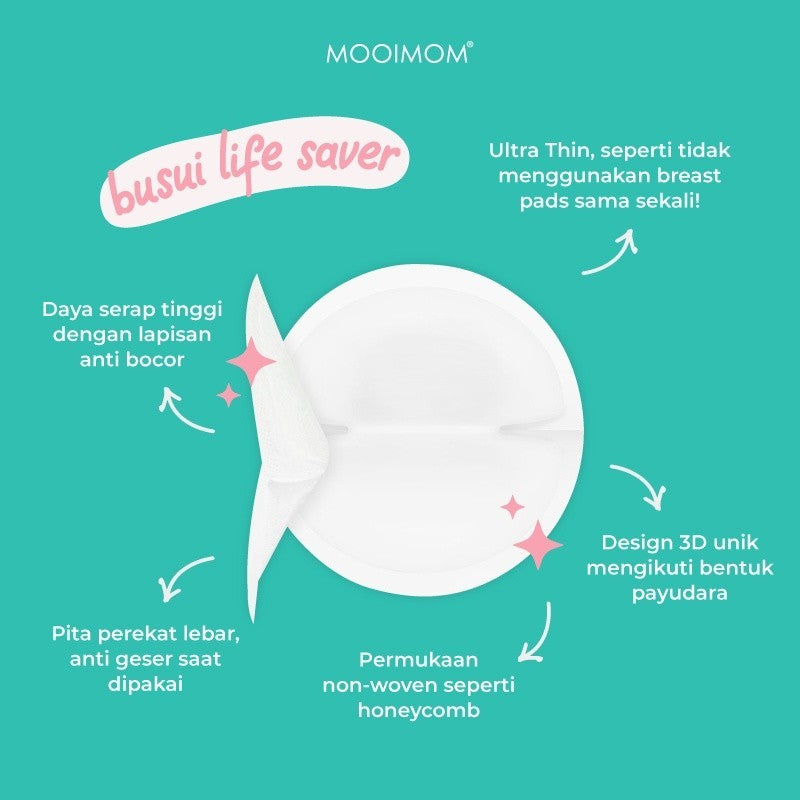 MOOIMOM Disposable Breast Pad 3D 30pcs - Penyerap ASI Sekali Pakai