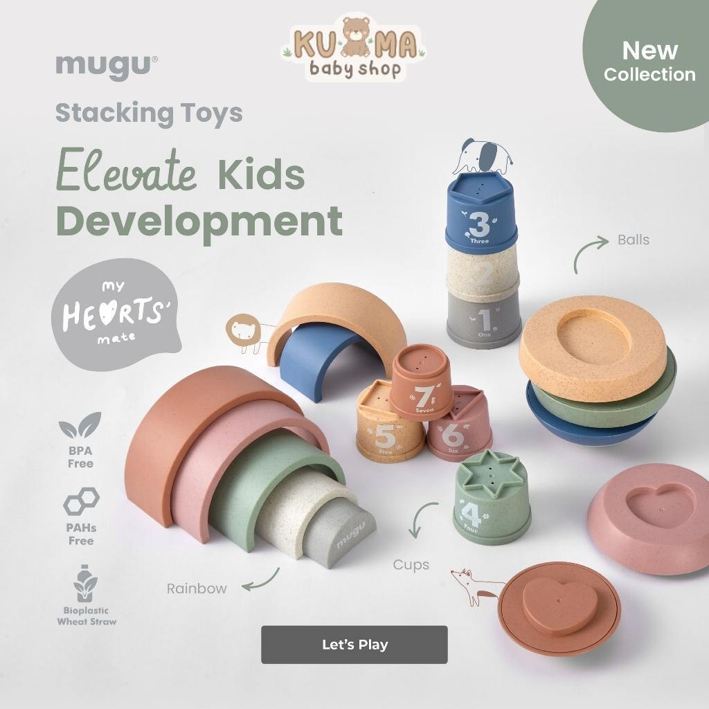 Mainan Edukatif Anak | Mainan Susun Montessori Edukatif | Wheat Straw Bahan Jerami Gandum | BPA Free & SNI - mugu Sensory Toys