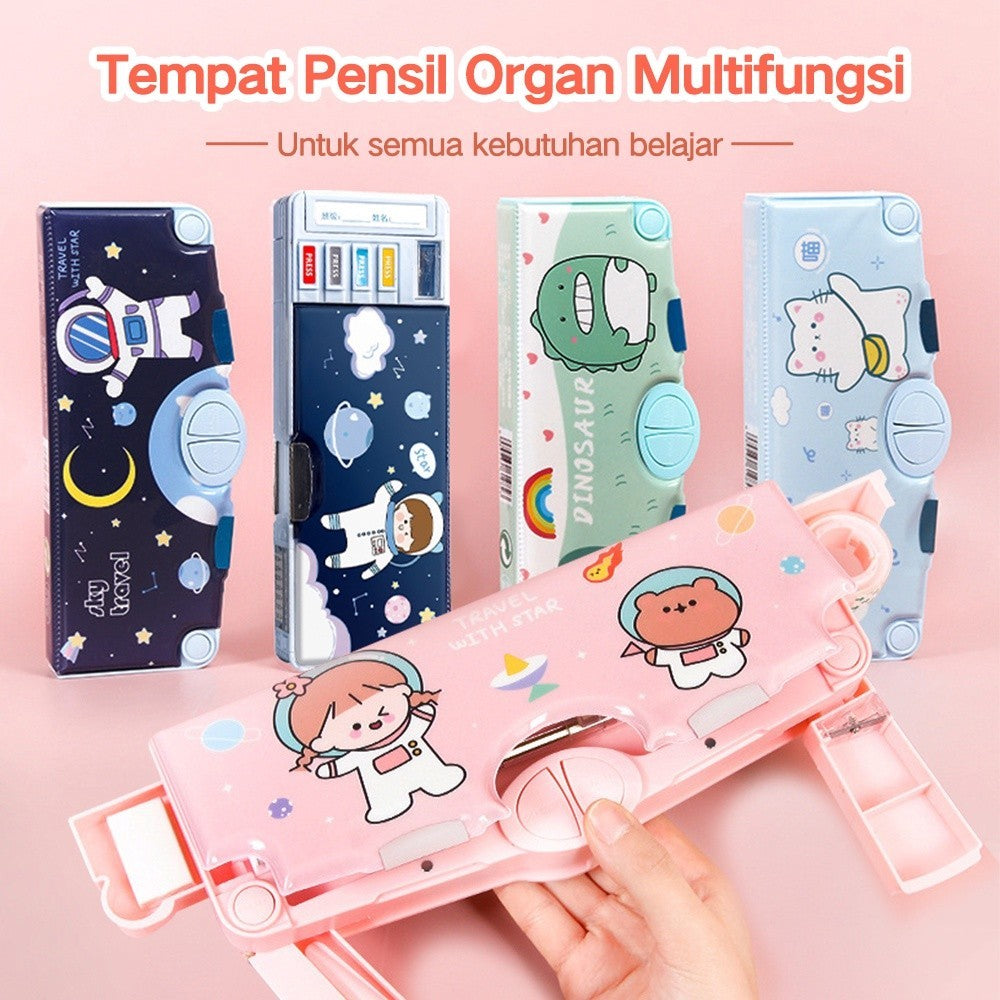 Hannei Tempat Pensil Multifungsi Motif Untuk Anak Kotak Pensil Case